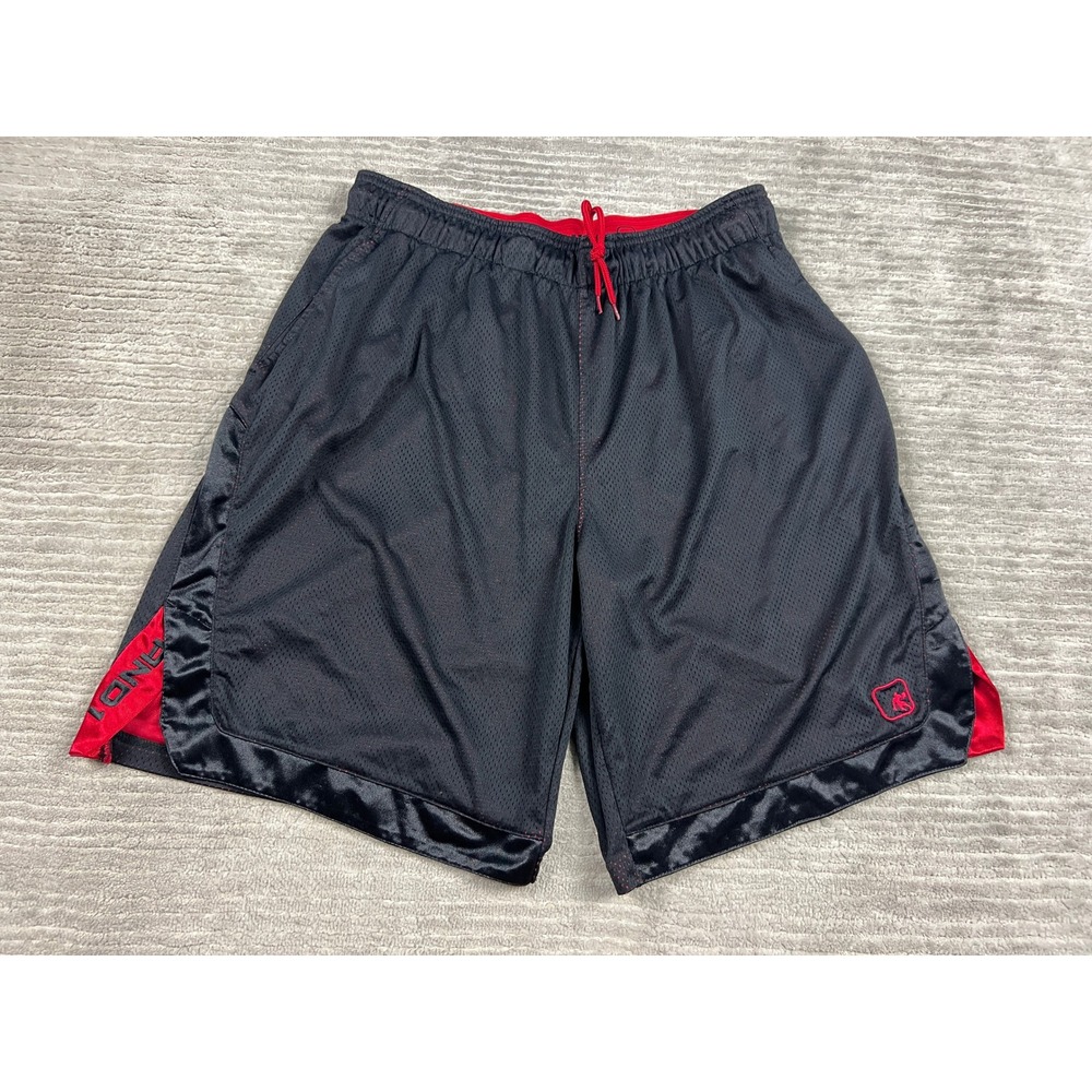 AND1 Basketball Shorts Mens XL Black Red Mesh Athletic Gym Pockets Drawstring